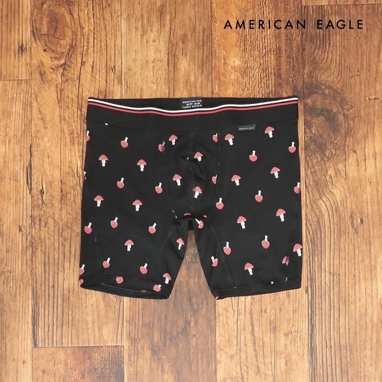 AMERICAN EAGLE/XLサイズ/ボクサーパンツ 0237-4005 きのこ柄 かわいい 穿き心地◎ プレゼント 新品/黒/ブラック/ih204/