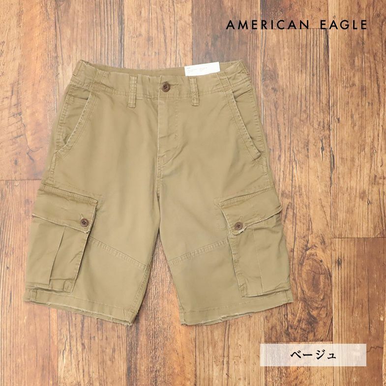 春夏/AMERICAN EAGLE/30インチ/カーゴ ハーフパンツ ストレッチ快適 ダメージ ガーメントダイ ワイルド 新品/ベージュ/ih101/