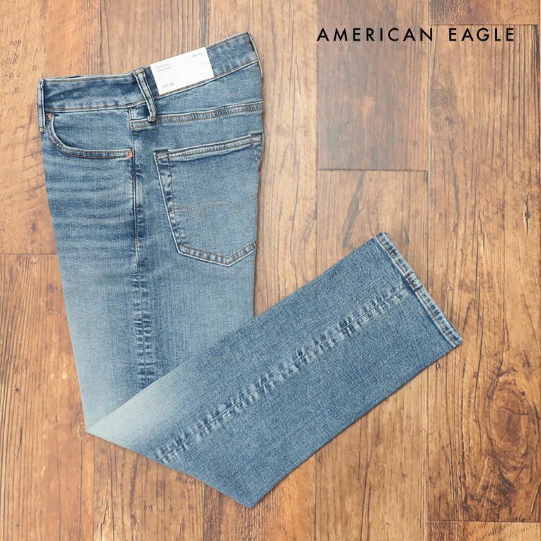 AMERICAN EAGLE/32インチ/デニムパンツ 0111-6314 グーンと伸縮 ウォッシュ加工 ストレート 新品/青/ブルー/ih241/