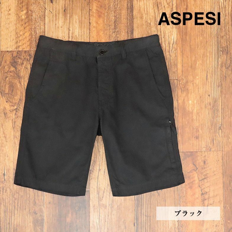 春夏/ASPESI/54サイズ/ハーフパンツ CQ24 SPORTIVO SHORT ハリ コシ◎ キャンバス 製品染 イタリア製 新品/黒/ブラック/if125/