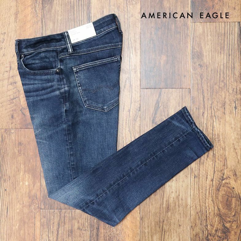 AMERICAN EAGLE/34インチ/デニムパンツ 0114-6647 抜群のストレッチ ガーメントダイ スキニー 新品/青/ブルー/ih254/