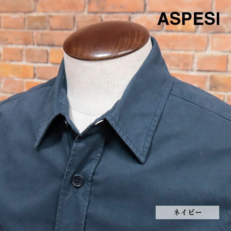 ASPESI/Sサイズ/シャツ CE84 UT SHIRT ハリ コシ ツイル無地 ガーメントダイ こなれ感 イタリア製 長袖 新品/紺/ネイビー/if131/