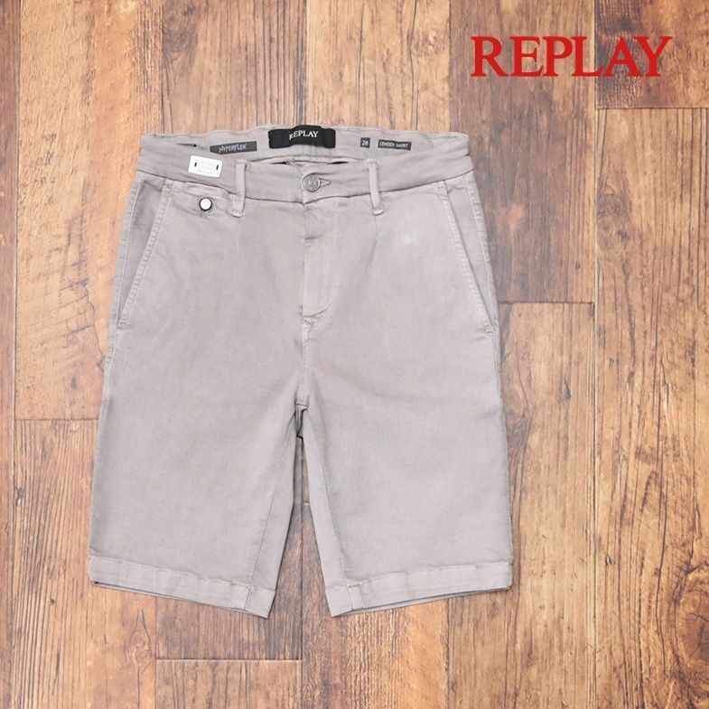 1円/春夏/REPLAY/29インチ/ハーフパンツ M9593 LEHOEN SHORT 抜群の伸縮性 ガーメントダイ ショーツ 新品/グレージュ/ic487/