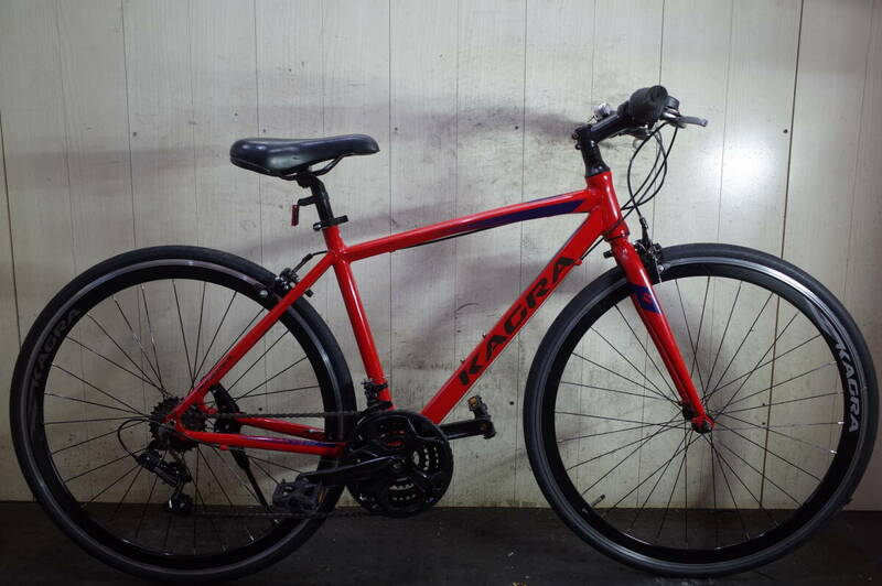 人気美品！KAGRAカグラ 700C アルミ シマノ6速 470mm クロスバイク RED