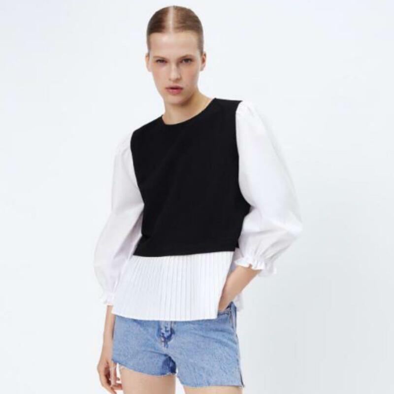 ZARA ザラ CONTRAST POPLIN TOP トップス ブラウス