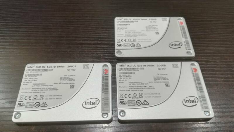 【動作品/3個セット】Intel SSD SSDSC2BX200G4 S3610 Series [200GB SATA]2.5インチ