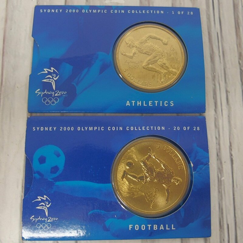 f002 Z1 SYDNEY 2000 OLYMPIC COIN COLLECTION シドニーオリンピック コインコレクション FOOTBALL/ATHLETICS 記念コイン 2点セット