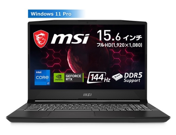 【新品未開封：保証付】MSI ゲーミングPC Pulse-GL66-12UGSZOK-1917JP i7 12700H/RTX 3070Ti/メモリ 32GB/SSD 1TB/15.6型/Win11pro/office