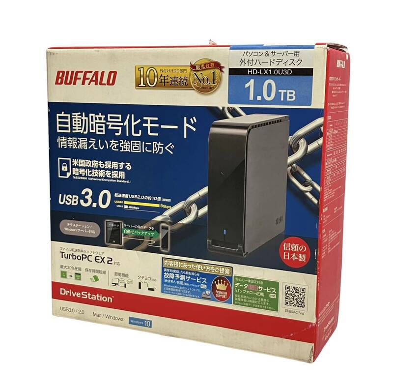 (志木)【未使用】Buffalo/バッファロー パソコン＆サーバー用 外付ハードディスク 1.0TB USB3.0 HD-LX1.0U3D HDD