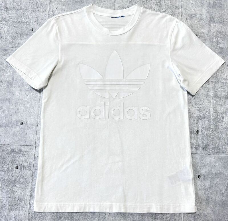 adidas Originals ビッグ トレフォイル 同色ロゴ 半袖 Tシャツ　　アディダス オリジナルス 背中切替 ホワイト スポーツ ストリート 柳9676