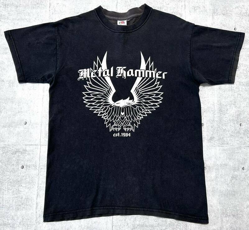 激レア METAL HAMMER ブラック フェード Tシャツ 00s Y2K　　メタル ハマー 半袖 00年代 USAマガジン ハードロック ヘヴィメタル 柳9629