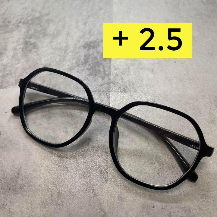 【新品】+2.5　老眼鏡　シニアグラス　リーディンググラス　黒ぶち　ブルーライトカット　大きめ　おしゃれ　軽量　ウェリントン