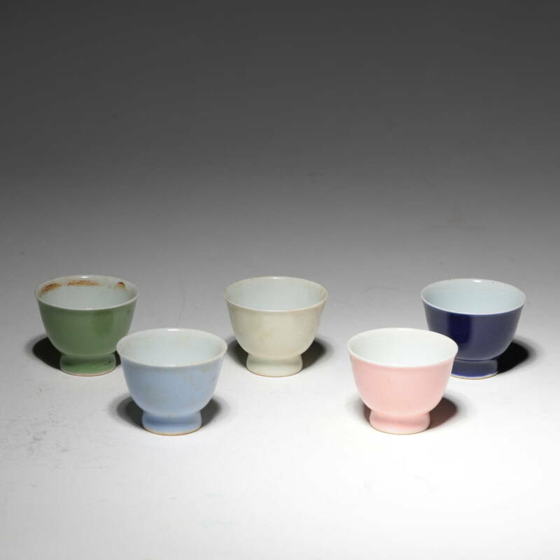 五色杯 時代 煎茶器 茶器 五客 骨董 美術品 古美術 時代品 中國美術 