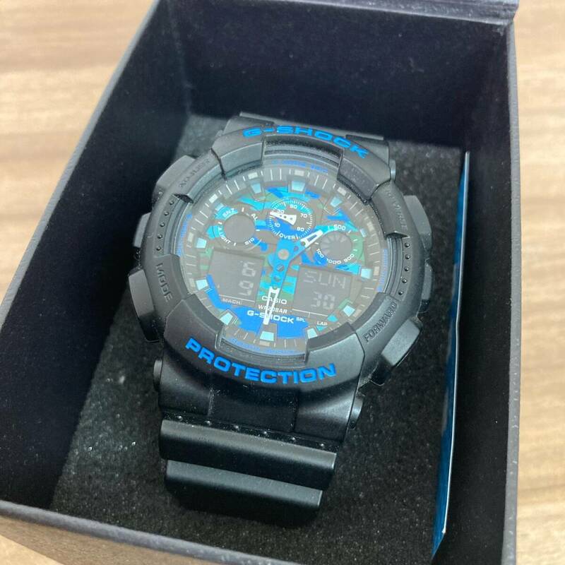 【7888】CASIO カシオ G-SHOCK 腕時計 5081 GA-100CB ブルー ブラック Ｇショック アナデジ 稼働 アクセサリー 箱付