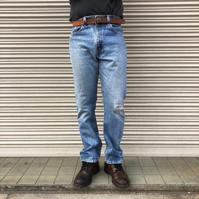 USA製 90s Levi's 505 ヴィンテージ アメリカ デニム パンツ 米国 リーバイス 80s 554 刻印 ヒゲ ジーンズ インディゴ W32 L29 82cm 501