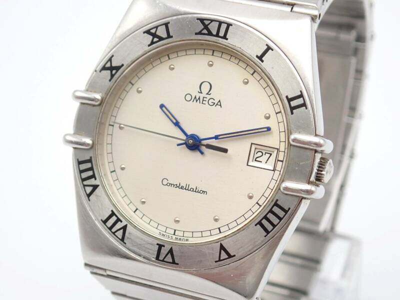 稼働品☆OMEGA オメガ QZ メンズ腕時計 コンステレーション デイト シルバー文字盤 シルバーカラー/52555974-65