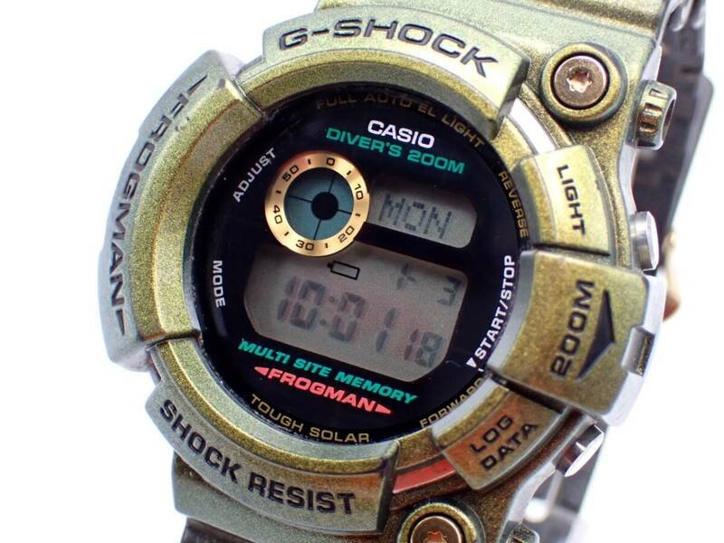 1円～☆CASIO カシオ ソーラー メンズ腕時計 G-SHOCK Gショック FROGMAN フロッグマン GW-200 デジタル文字盤/H0088-17 