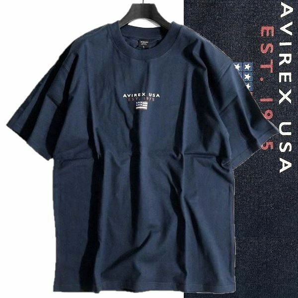 AVIREX アヴィレックス ブロックフラッグ×ミニロゴ レギュラーフィット クルーネック 半袖 Tシャツ カットソー 6123294 XL▲015▼bus431us