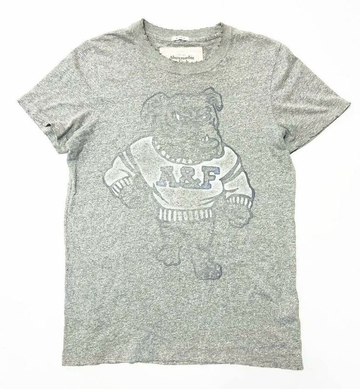 衝撃プライス！【ファン待望モデル！】【Abercrombie&Fitch アバクロンビー&フィッチ】犬 オリジナルデザインTシャツ【サイズS】灰 N-V29