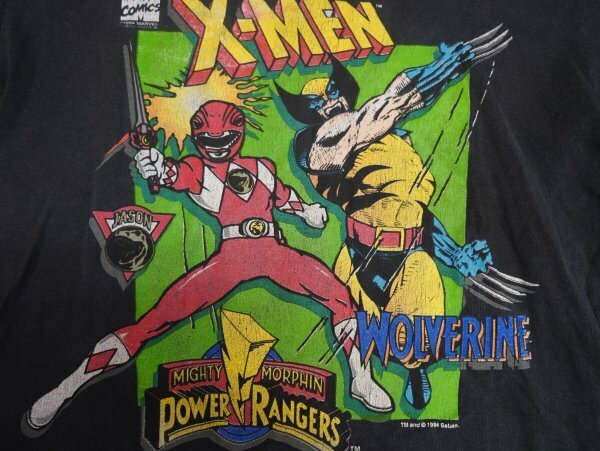 X-MEN　パワーレンジャー　ビンテージTシャツ。90s　USA製　マーベルコミック