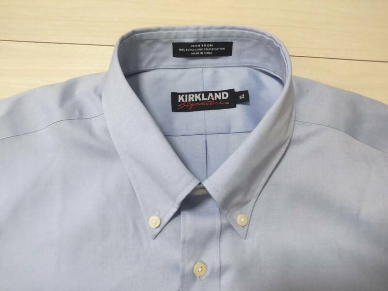 ★新品　KIRKLAND SIGNATURE　カークランド　シグネチャー　ビジネスシャツ　★半袖　★ブルー　★ノンアイロン　★XLサイズ