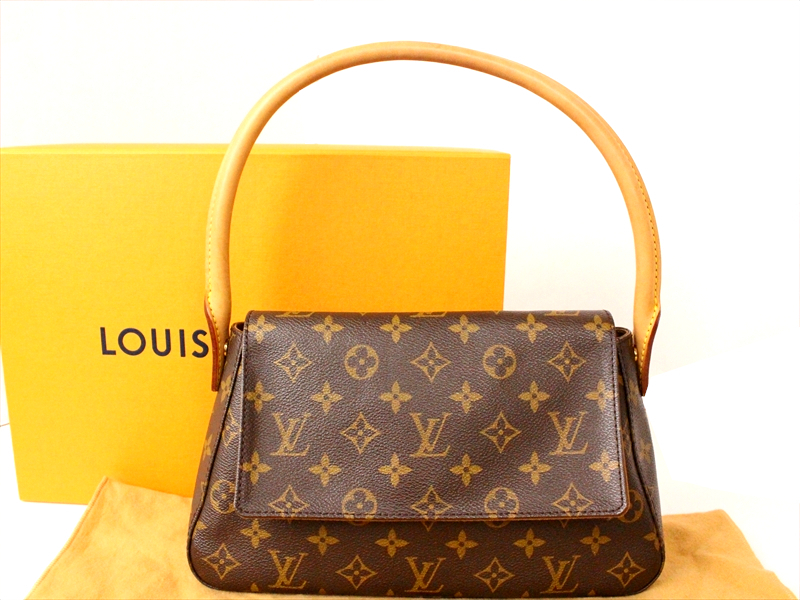 ☆LOUIS VUITTON【ルイ・ヴィトン】ミニルーピング☆モノグラム☆ハンドバッグ☆ショルダー ロゴ☆レザー☆ブラウン☆箱付き