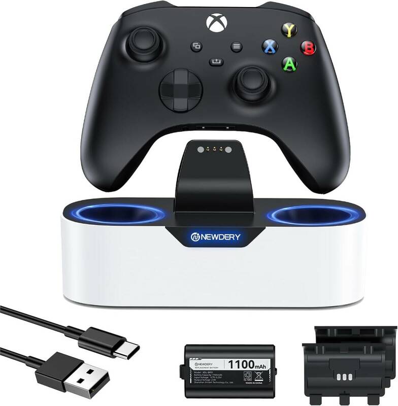 NEWDERY Xbox用 コントローラー 充電器 Xbox Series X/S用 バッテリー Xbox One用 コントローラー 充電スタンド 2個バックカバー付き