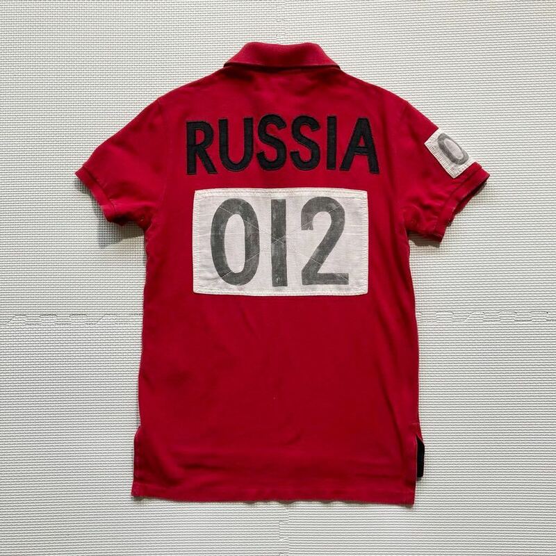 Polo by Ralph Lauren ラルフローレン CUSTOME FIT RUSSIA ロシア ポロシャツ 半袖 ビッグポニー レッド S 