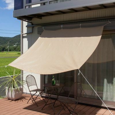 タカショー クールシェード 2m×2m（200cm×200cm） ベージュ ブラインド オーニング サンシェード アルミ鳩目 ひも付 CSP-W20BE2