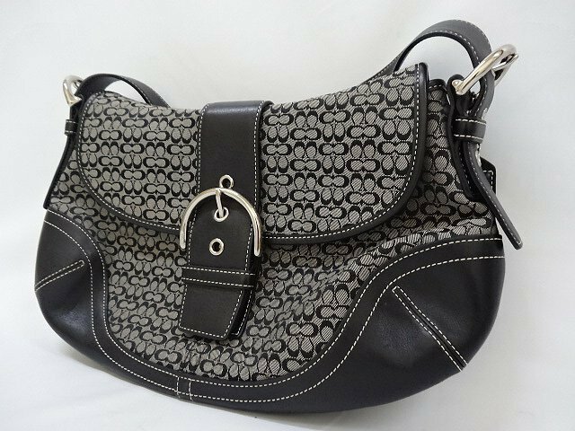 ☆中古品☆COACH コーチ 6808 ミニシグネチャー ブラック系 ワンショルダーバッグ ハンドバッグ