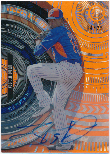☆ Justin Dunn MLB 2017 Bowman High Tek Prospects Orange Auto 25枚限定 直筆サイン オレンジオート ジャスティン・ダン