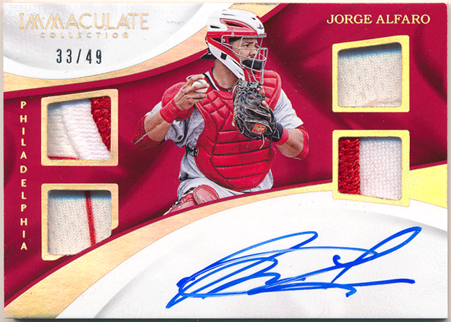 ☆ Jorge Alfaro MLB 2017 Panini Immaculate Collection Signature Patch Auto 49枚限定 直筆サイン パッチオート ホルヘ・アルファーロ