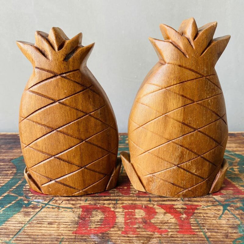 【vintage】wooden pineapple salt & pepper set ウッド パイナップル ソルトアンドペッパー シェイカー セット