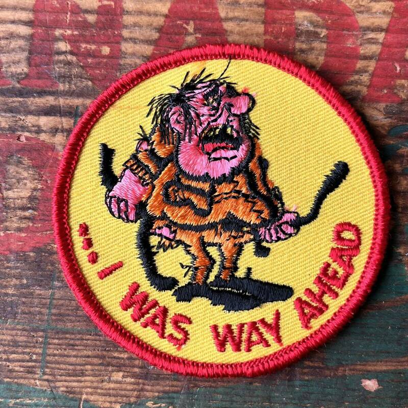 【USA vintage】ワッペン　I WAS WAY AHEAD 勝ってたのに　刺繍ワッペン　ユニーク　70年代　アメリカ　ビンテージ　パッチ