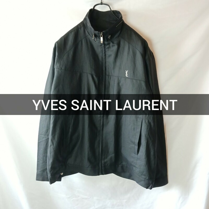 YVES SAINT LAURENT ブラック スイングトップ 薄手 ナイロン イヴ・サンローラン スウィングトップ サンローラン ドリズラージャケット