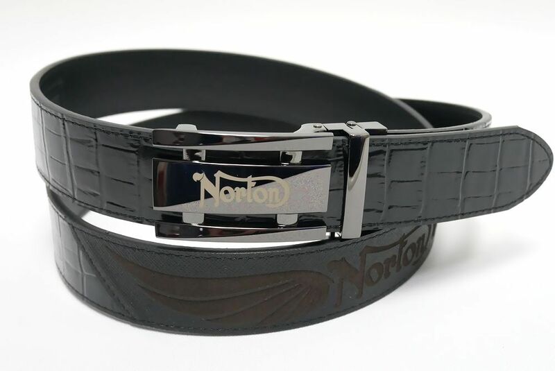 新品正規 Norton JAPANウイングロゴ ホールレスベルト 242N8104 黒 牛革ベルト
