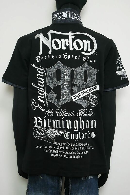 新品 Norton ノートン ドライペイズリーW衿MAXポロ 黒L 242N1200 ポロシャツ トップス 半袖