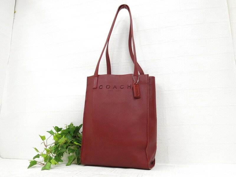 COACH コーチ◆6104◆カーフ レザー 本革◆トート ショルダー バッグ◆レッド シルバー金具◆超美品◆ロゴ型抜き◆肩掛け◆N8167