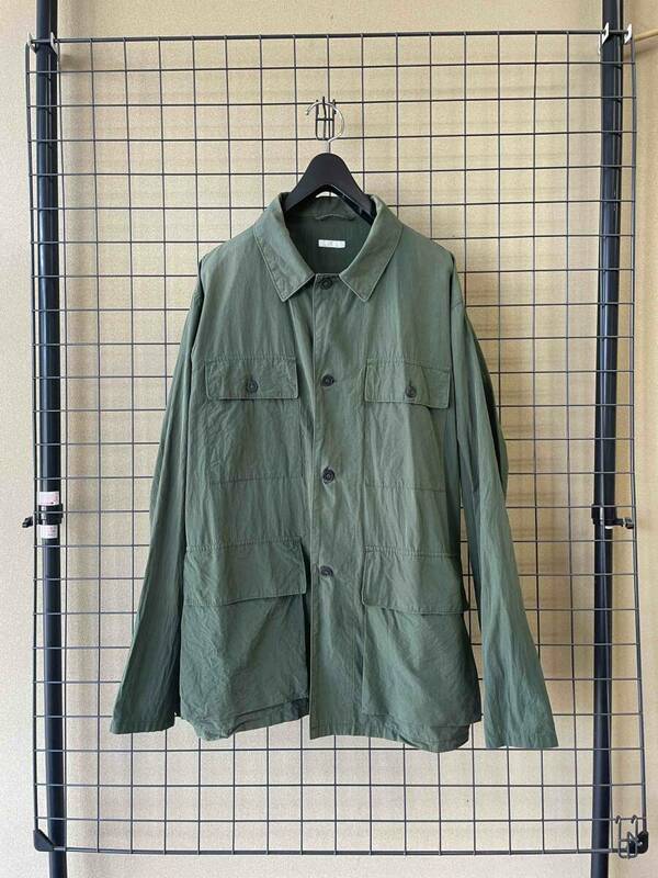 【COMOLI/コモリ】I01-01003 Safari Shirt GREEN size2 MADE IN JAPAN コットン サファリ シャツ 4-ポケット ジャケット 日本製