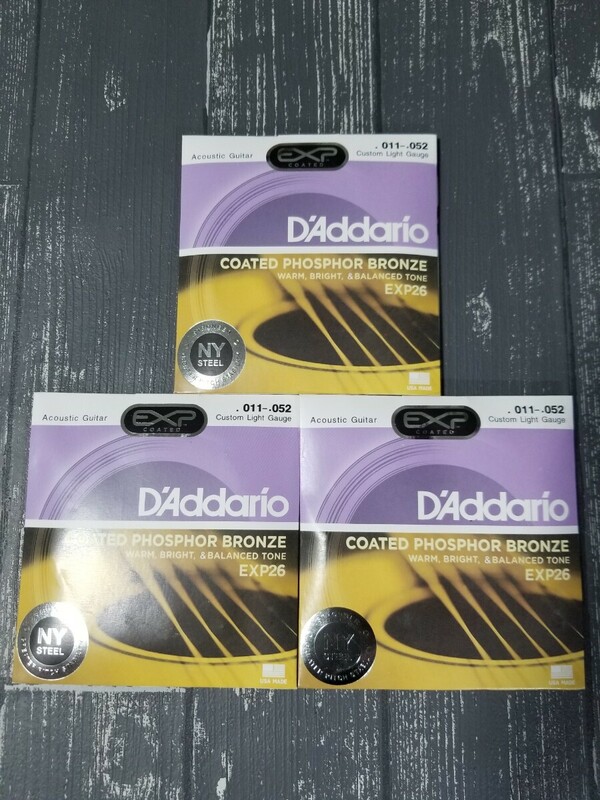 ★新品　D'Addario ダダリオ アコースティックギター弦 EXP26　3セット