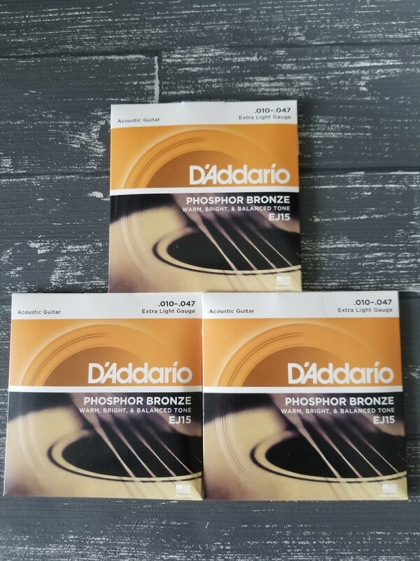 新品　D'Addario ダダリオ アコースティックギター弦 EJ15 3セット