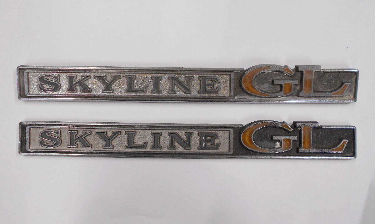 SKYLINE GL エンブレム 2個セット 日産 スカイライン ハコスカ 旧車 部品 当時物 【セ593】