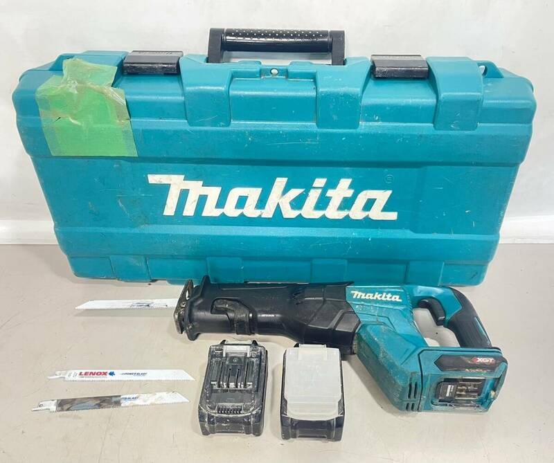 1円スタート【動画有り】makita マキタ 充電式レシプロソー JR001G 40Vmax/2.5Ah バッテリー×2個 ケース 替刃付き k0602-4-9b