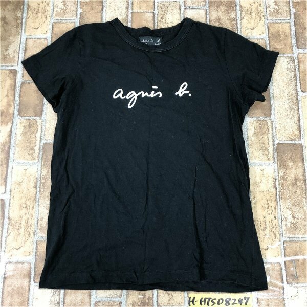 agnes b. アニエスベー レディース 日本製 定番シンプル ビッグロゴ プリント 半袖Tシャツ T1 黒 ブラック