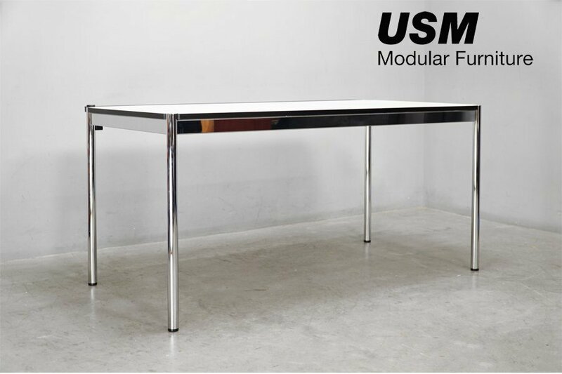 720 極美品 USM Haller Table(USM ハラーテーブル) ダイニング デスク ホワイト 机 ケーブルダクト付 150cm 14.4万