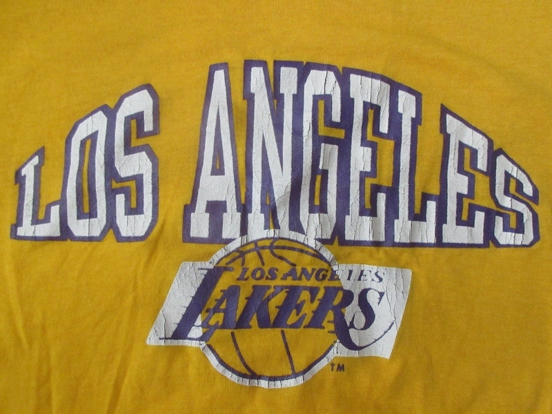 80's USA製 チャンピオン トリコタグ Los Angeles Lakers Tシャツ XL Champion ロサンゼルス レイカーズ NBA バスケ マジック ジョンソン