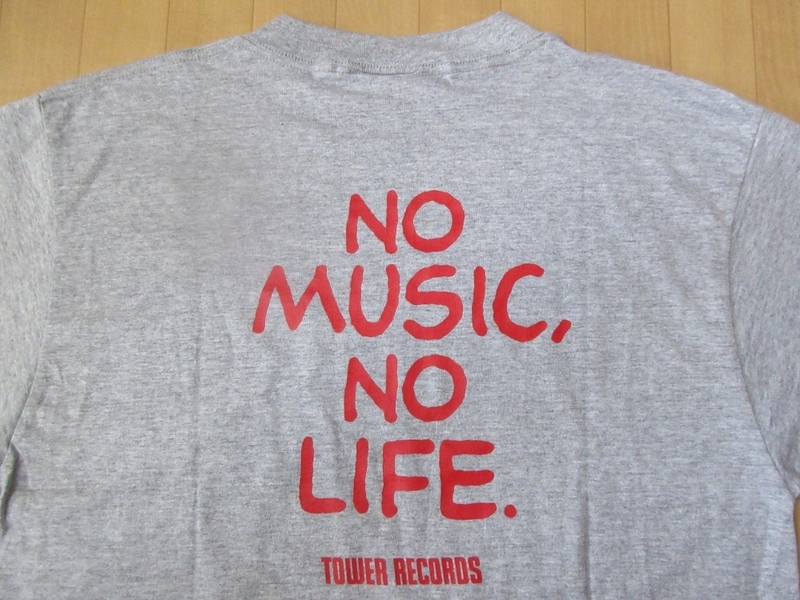 90's タワーレコード オールド バック NO MUSIC NO LIFE ロゴ Tシャツ Lヘザーグレー TOWER RECORDS タワレコ アメリカ 企業 音楽 ART 芸術