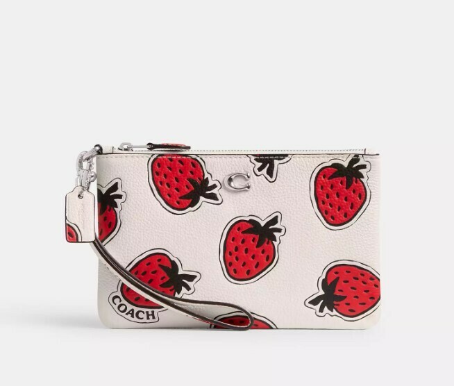 2024春夏新作(*^^*) 【直営モデル】COACH Small Wristlet With Strawberry Print ストロベリー プリント CT892 本物をお届け☆