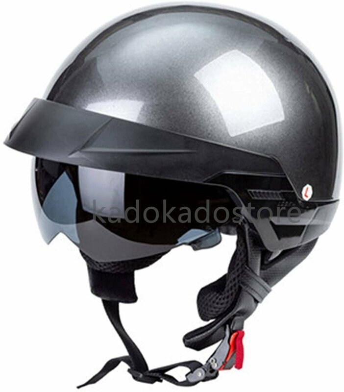 軽量 半帽ヘルメット ハーフヘルメット レトロ ハーフ ジェット 半キャップ バイクヘルメット メンズ レディース 男女兼用シルバー