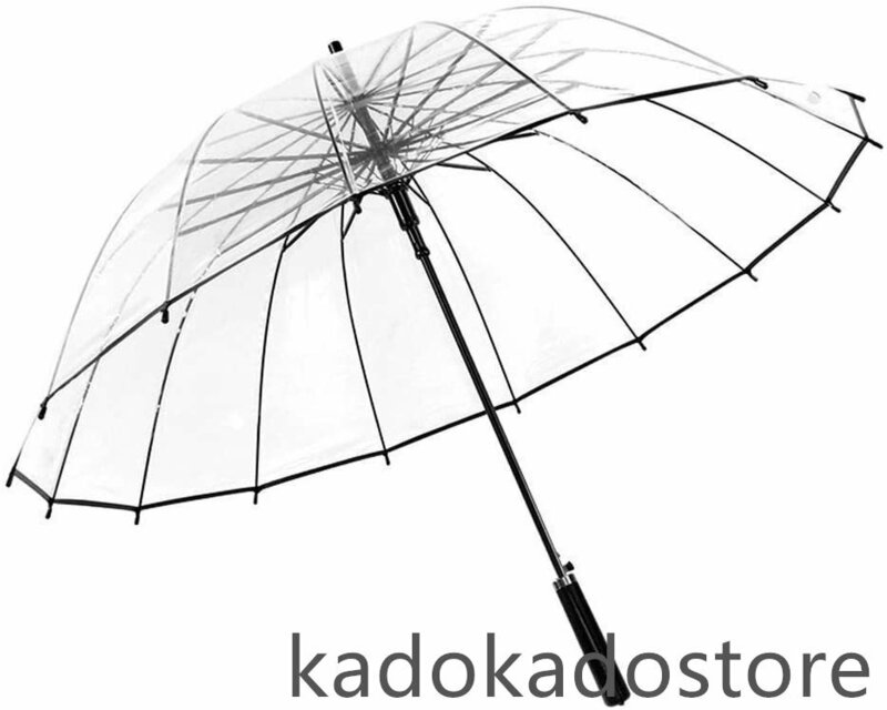 傘 長傘 雨傘 透明傘 16本骨 ビジネス用 ワンタッチ自動開け 大きい傘 メンズ用 大判紳士傘 丈夫 撥水加工 強風 梅雨対策